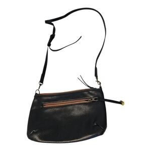 Universal Thread Black Faux Leather Crossbody Purse Perforated Adjustable Strap